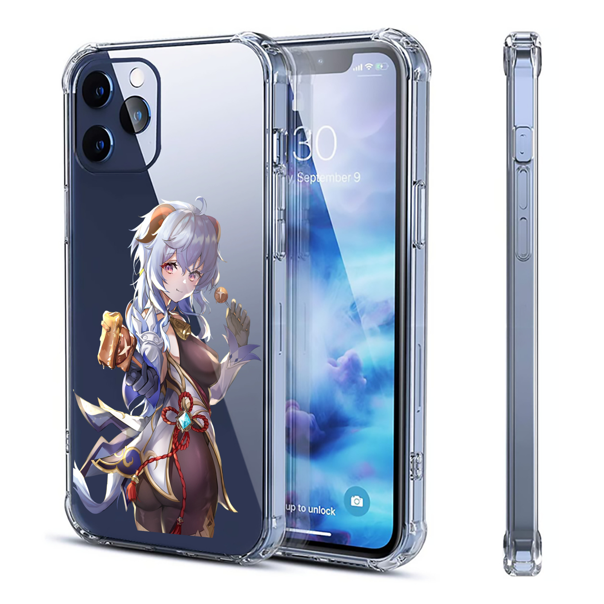 げんし神 甘雨 かんう genshin Ganyu 【iPhone 12シリーズ対応】透明スマホケース（クリアソフトケース）